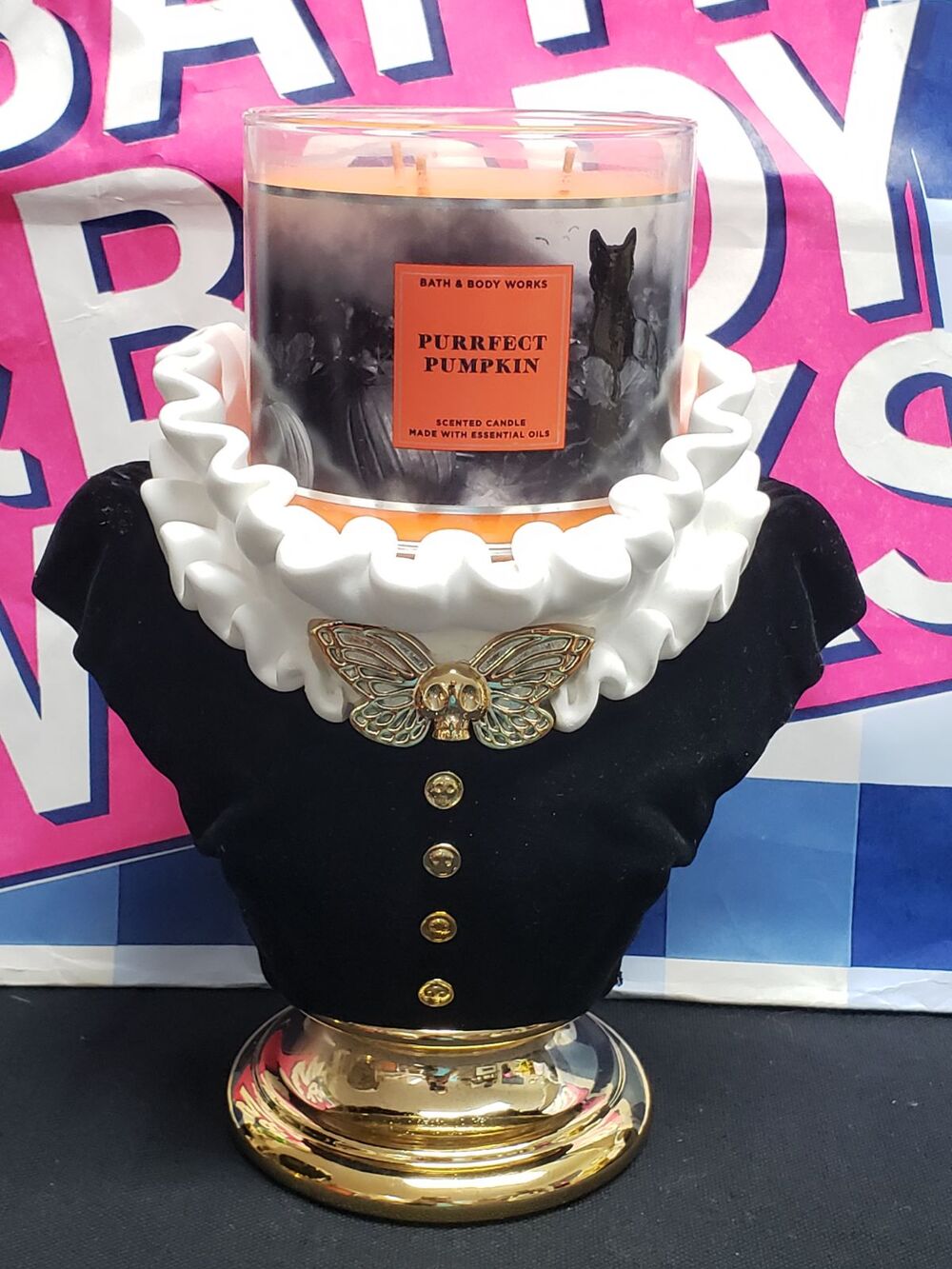 BBW Headless Madam Halloween 3 Wick Candle Holder Pedestal Large